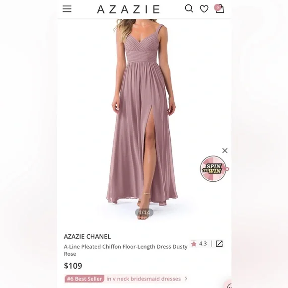 Azazie | Dresses | Azazie Dusty Rose Color Azazie Chanel Size A6 Regular  Dress Size 68 | Poshmark